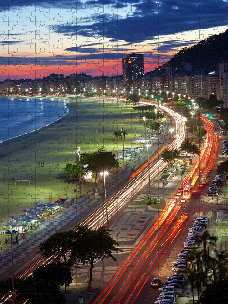 Water's Edge Jigsaw Puzzle featuring the photograph Copacabana Beach, Avenue Atlantica, Rio by Peter Adams