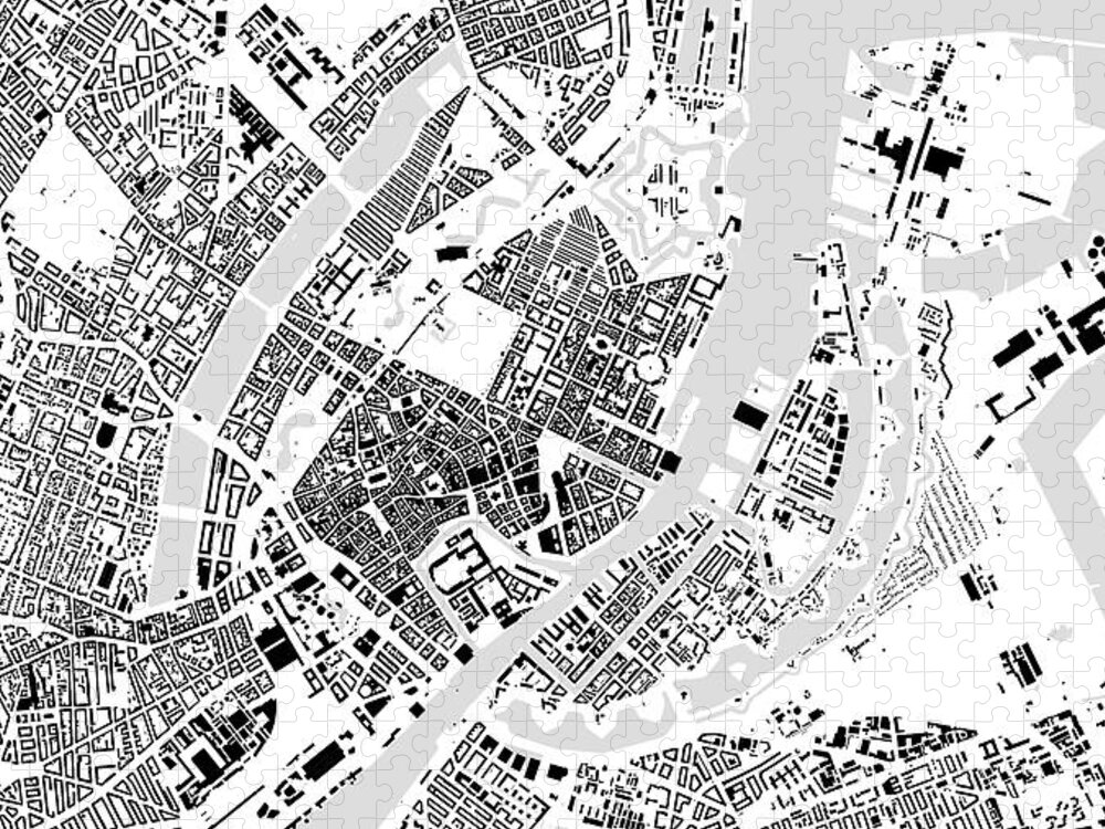 City Jigsaw Puzzle featuring the digital art Copenhagen building map by Christian Pauschert