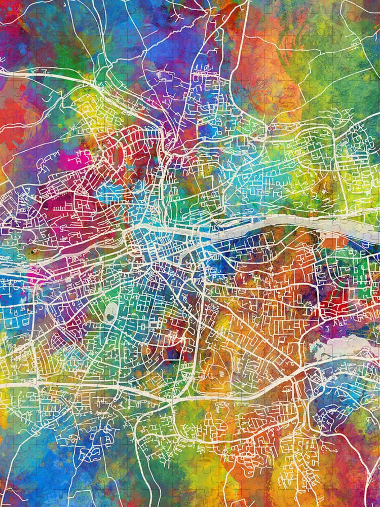 Cork Puzzle featuring the digital art Cork Ireland City Map by Michael Tompsett