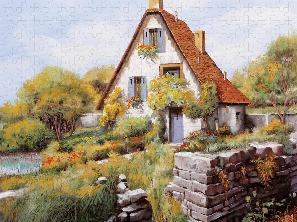 Cottage Puzzle featuring the painting Cottage by Guido Borelli