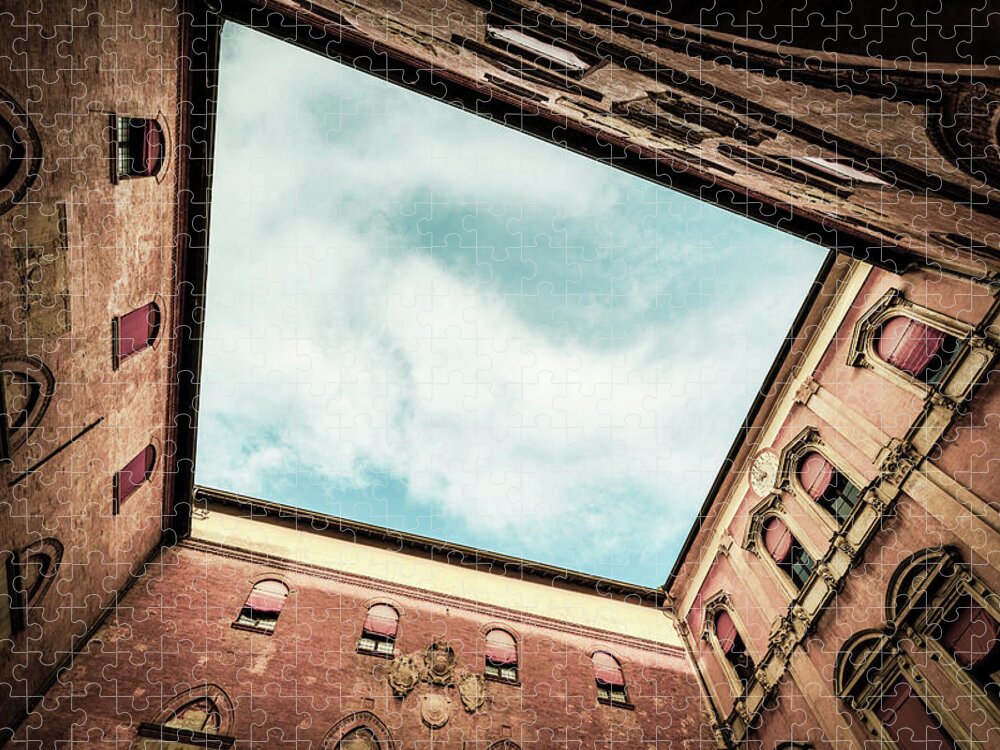 Arch Jigsaw Puzzle featuring the photograph Courtyard Of Palazzo Daccursio, Bologna by Zodebala