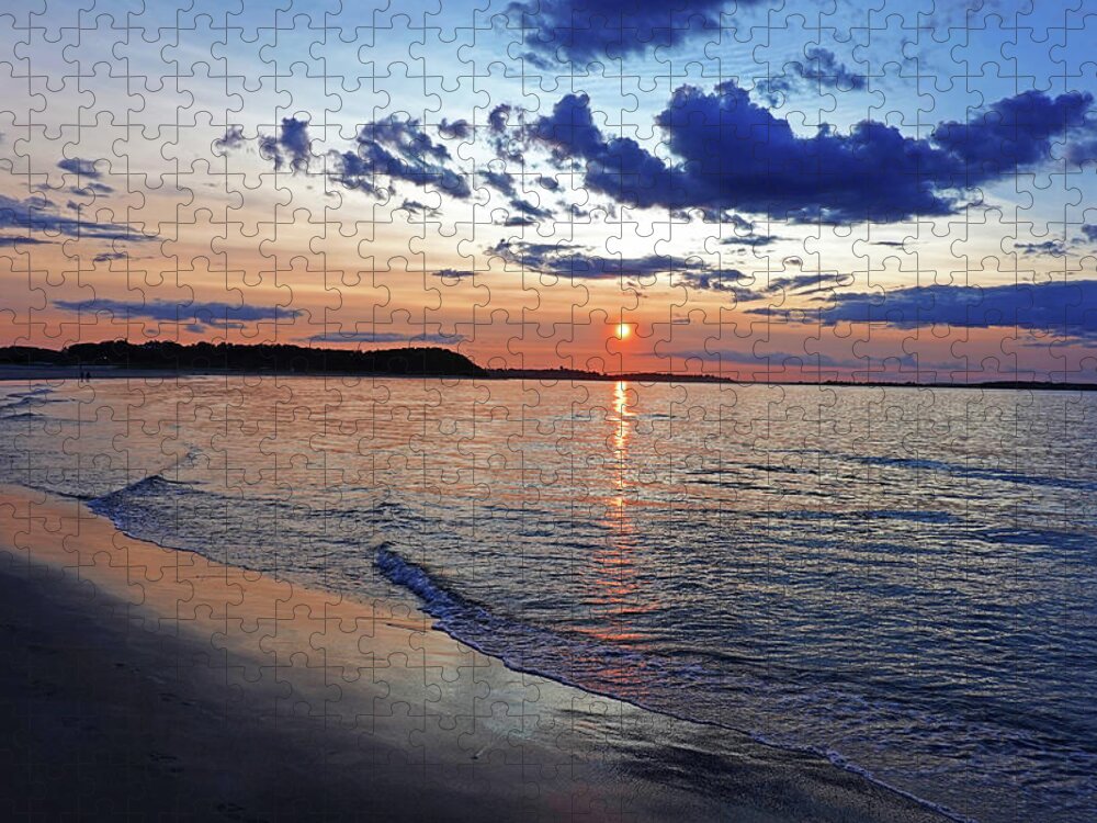 Ipswich Jigsaw Puzzle featuring the photograph Crane Beach Sunset Ipswich MA Blue Clouds by Toby McGuire