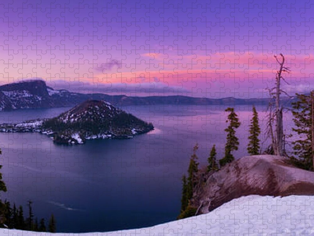 Crater Lake Jigsaw Puzzle featuring the photograph Crater Lake Sunset by Darren White Photography