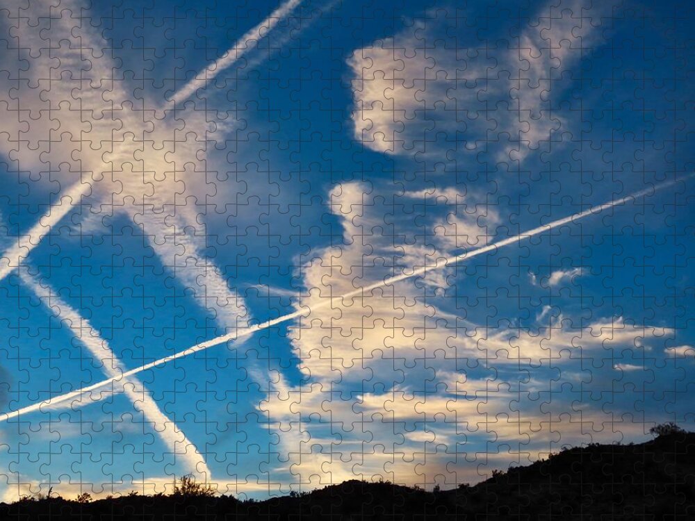 Arizona Jigsaw Puzzle featuring the photograph Crazy Contrails by Judy Kennedy