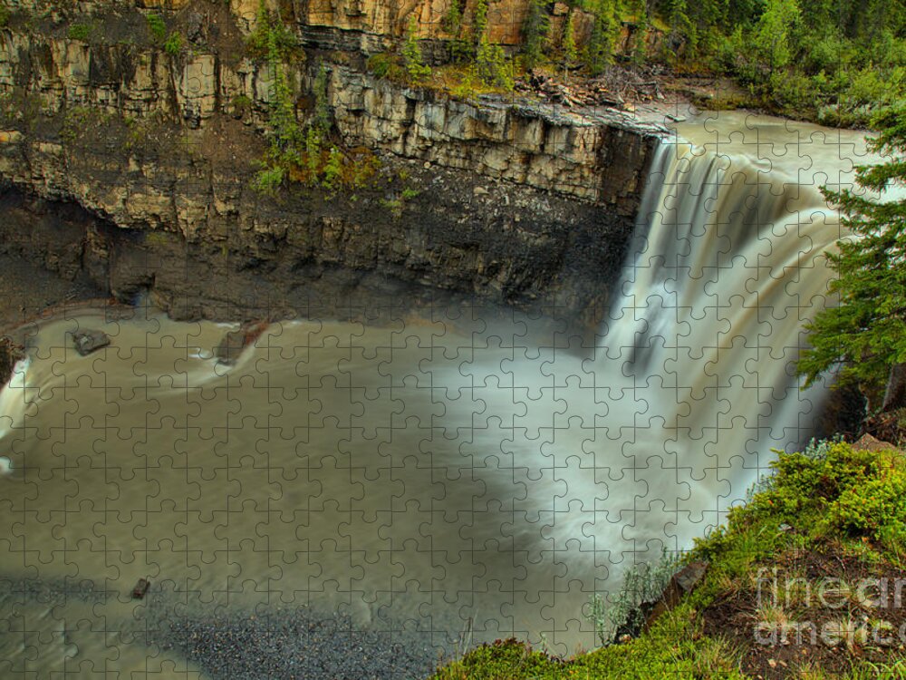 Crescent Falls Jigsaw Puzzle featuring the photograph Crescent Falls On The Bighorn River by Adam Jewell