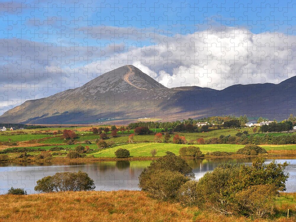 Scenics Jigsaw Puzzle featuring the photograph Croagh Patrick by Photography By Robert Riddell