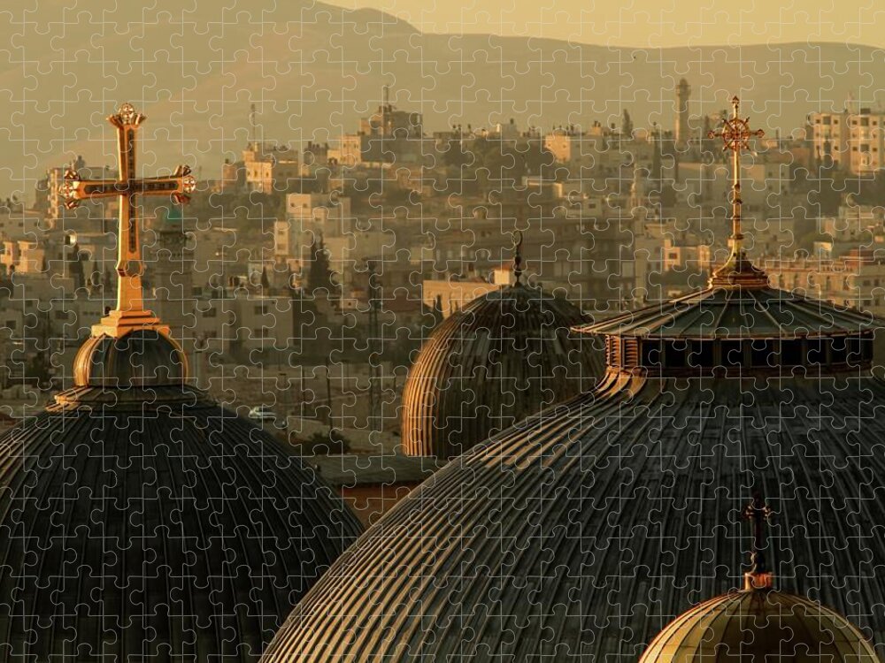 West Bank Puzzle featuring the photograph Crosses And Domes In The Holy City Of by Picturejohn