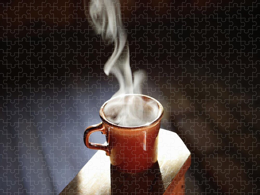 Single Object Jigsaw Puzzle featuring the photograph Cup Of Steaming Coffee by Paul Taylor
