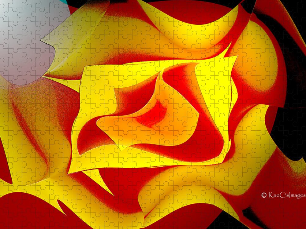 Orange Jigsaw Puzzle featuring the digital art Cut Flowers by Kae Cheatham