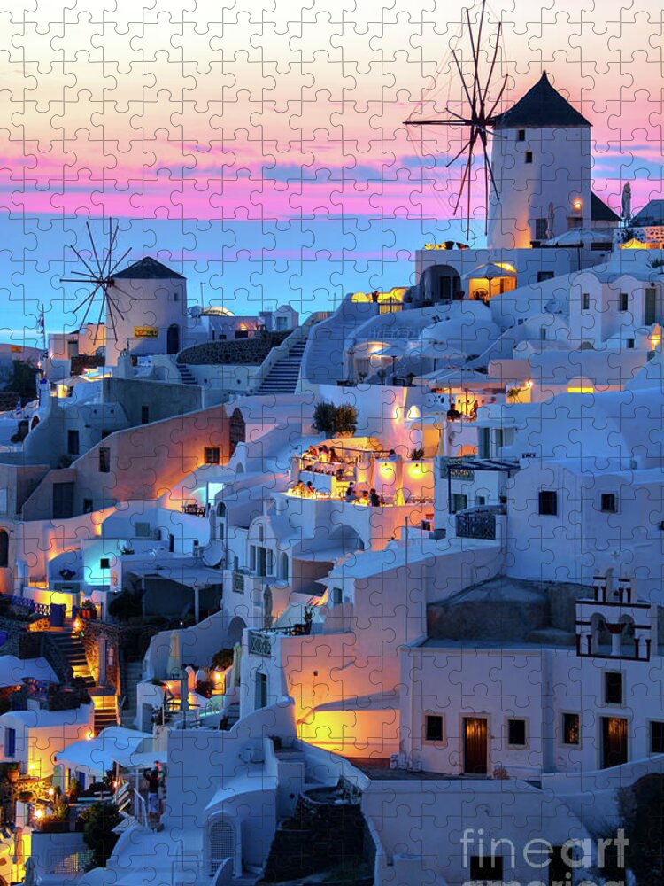 Greece Jigsaw Puzzle featuring the photograph Cycladic Architecture Old Town At by Olari Ionut