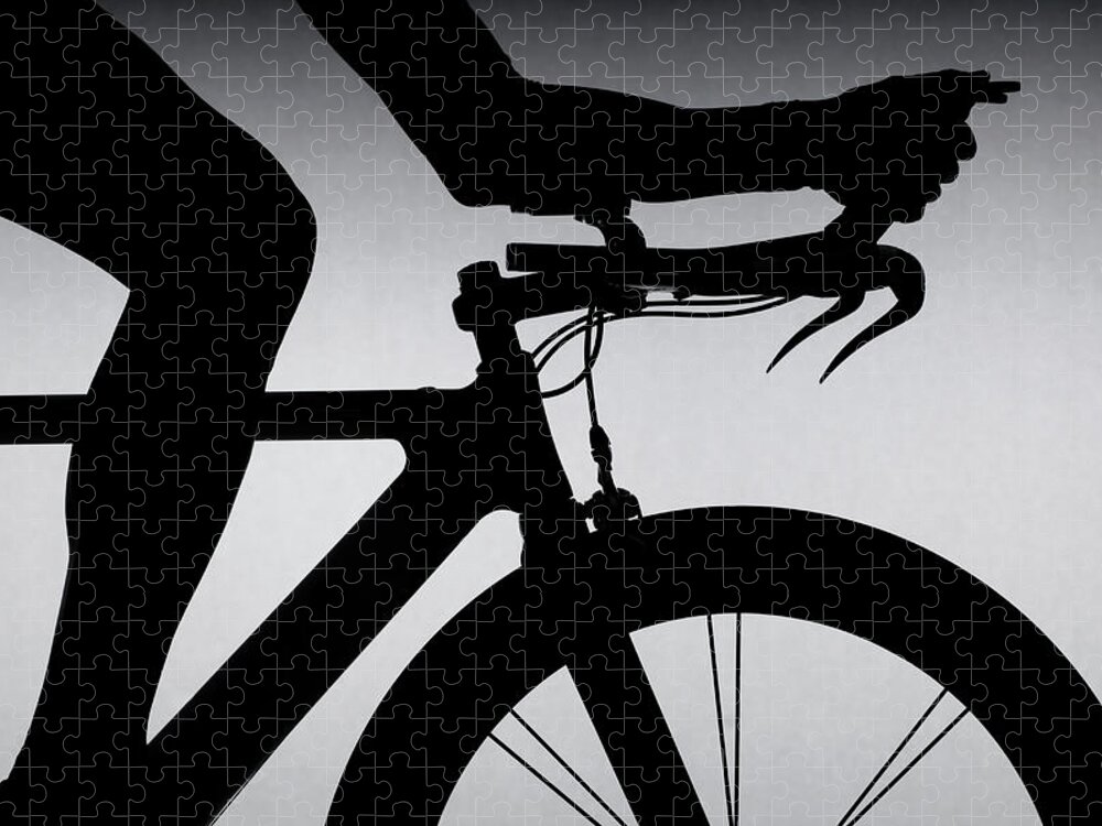Aerodynamic Jigsaw Puzzle featuring the photograph Cyclist With Time Trial Bicycle by Romilly Lockyer