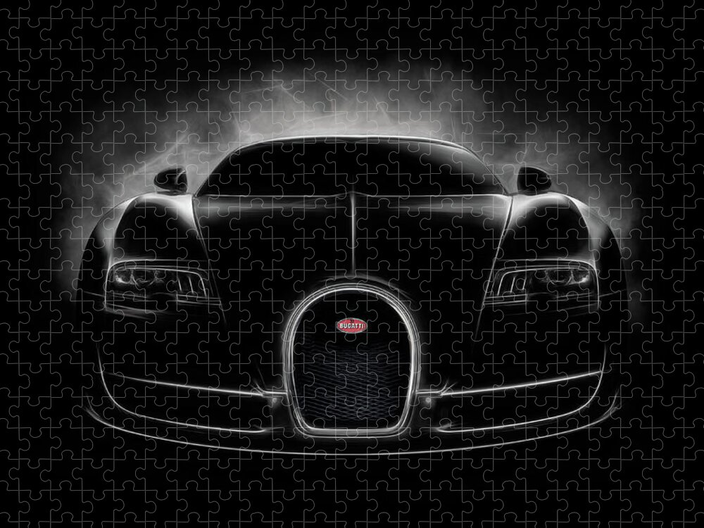 Bugatti Puzzle featuring the digital art Bugatti Veyron Vitesse in Black by Douglas Pittman