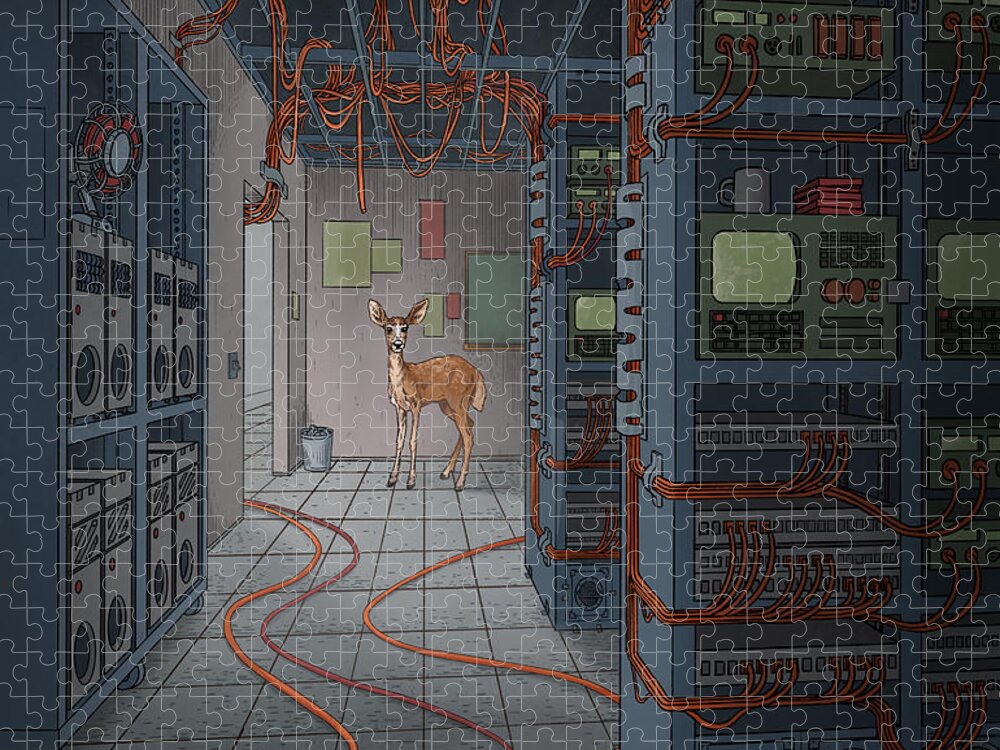 Deer Jigsaw Puzzle featuring the digital art Data _ Center by EvanArt - Evan Miller