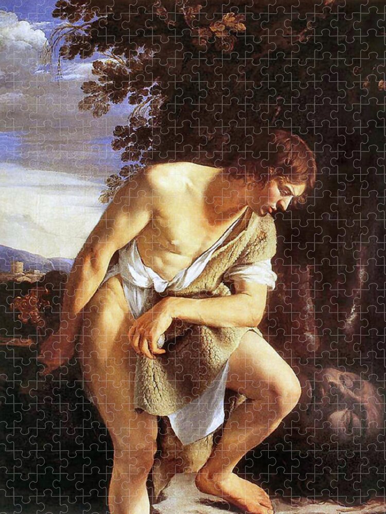 Orazio Gentileschi Jigsaw Puzzle featuring the painting David Contemplating by Orazio Gentileschi