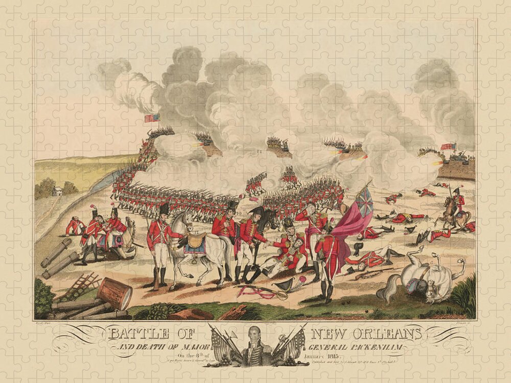 War Of 1812 Jigsaw Puzzle featuring the painting Death of Major General Packenham by William Edward West