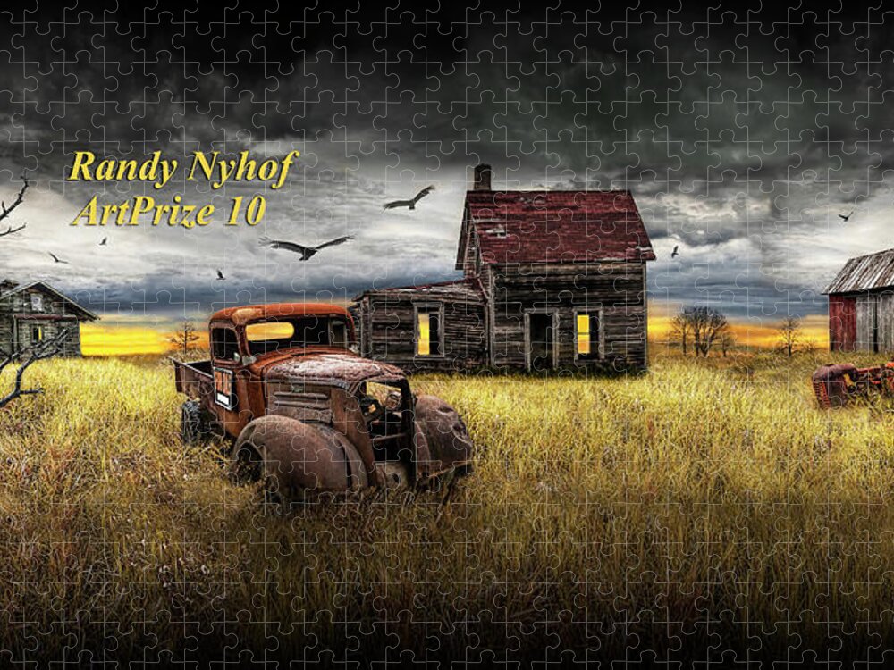 Art Jigsaw Puzzle featuring the photograph Death of the Small Farm by Randall Nyhof