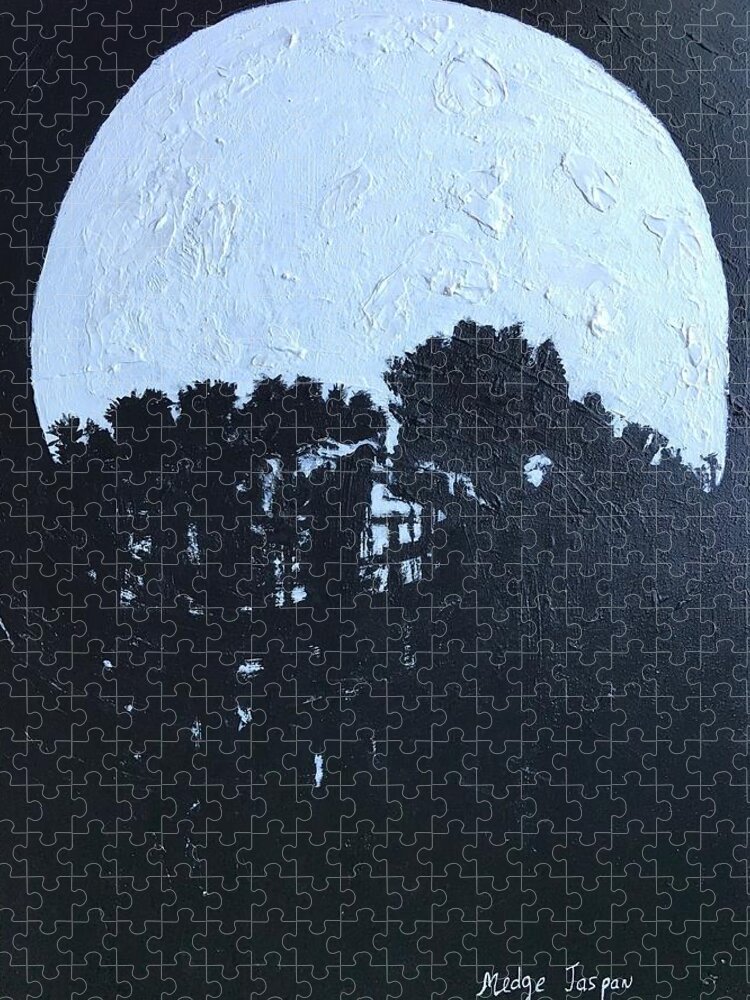 Moon Jigsaw Puzzle featuring the painting December 21st by Medge Jaspan