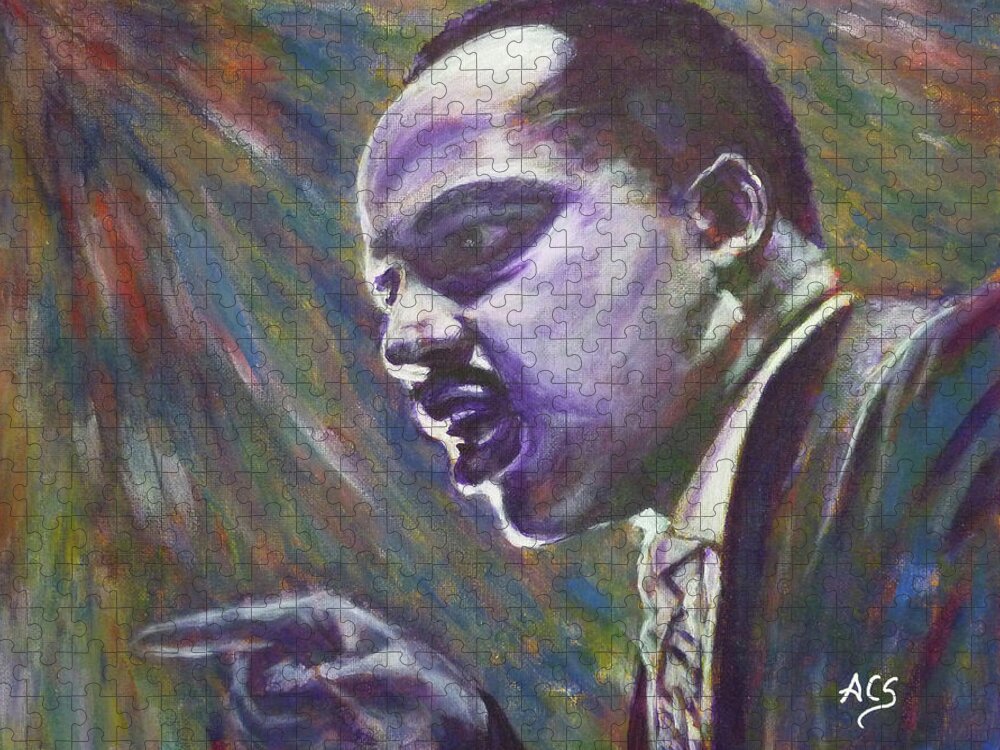 Dr. Martin Luther King Jr Jigsaw Puzzle featuring the painting Demonstrations with Dignity by Amelie Simmons