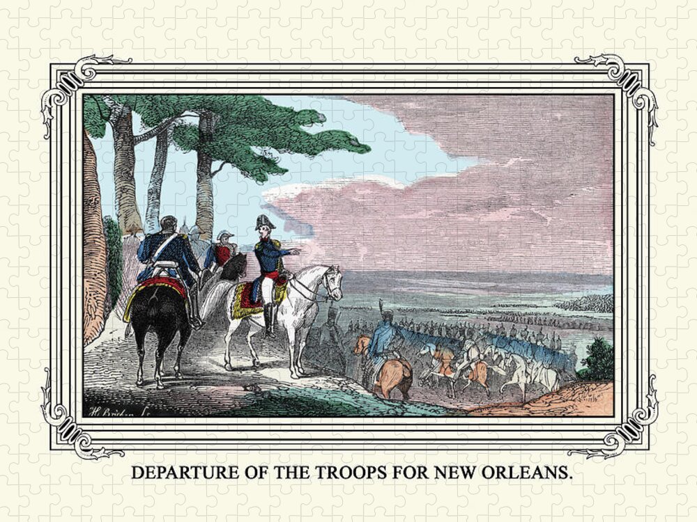 Andrew Jackson Jigsaw Puzzle featuring the painting Departure of the Troops for New Orleans by William Croome