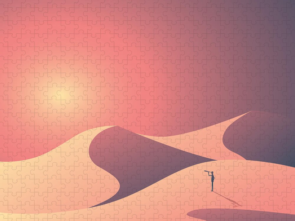 Desert Landscape Vector Background Puzzle