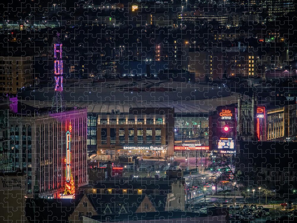 Detroit Jigsaw Puzzle featuring the photograph The Fox Theatre and Little Caesars Arena by Jay Smith