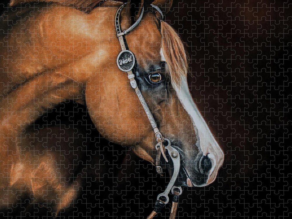 Equine Art Jigsaw Puzzle featuring the pastel Diesel by Joni Beinborn