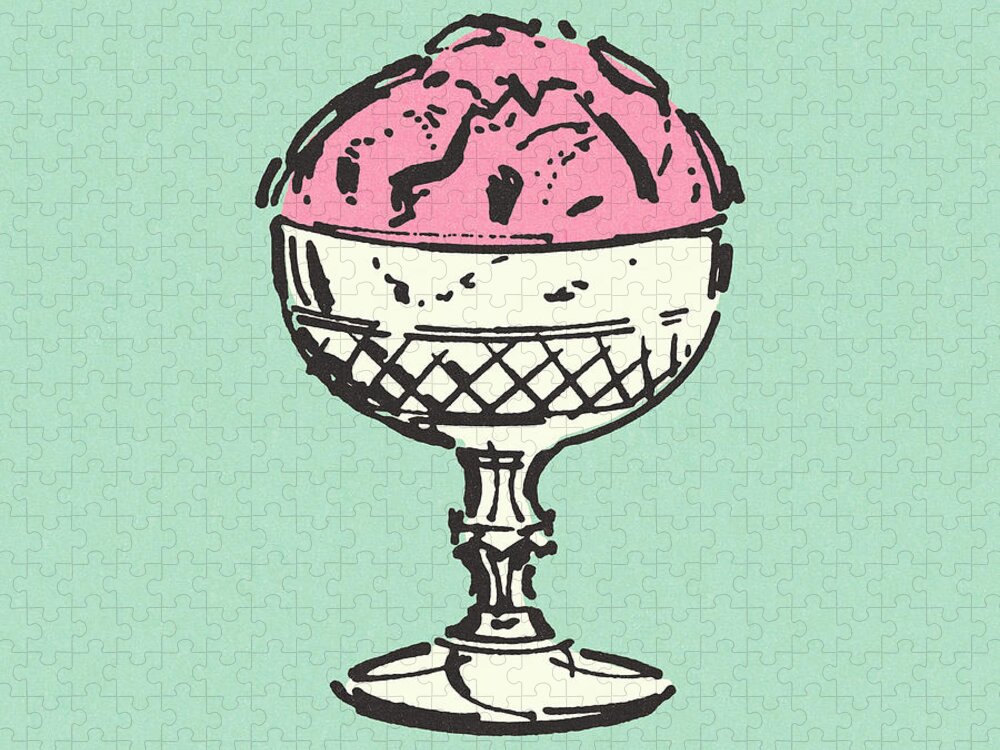 Bowl Jigsaw Puzzle featuring the drawing Dish of Ice Cream by CSA Images