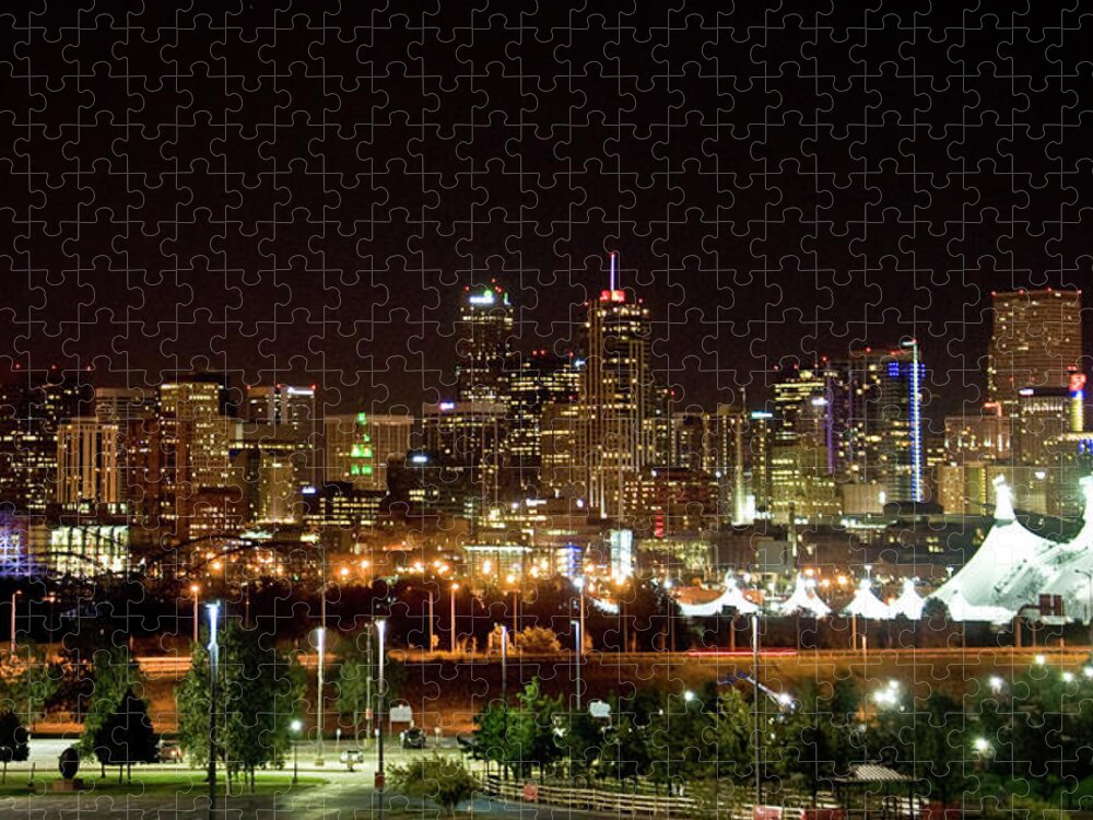 Downtown Jigsaw Puzzle featuring the photograph Downtown Denver at night by Chance Kafka