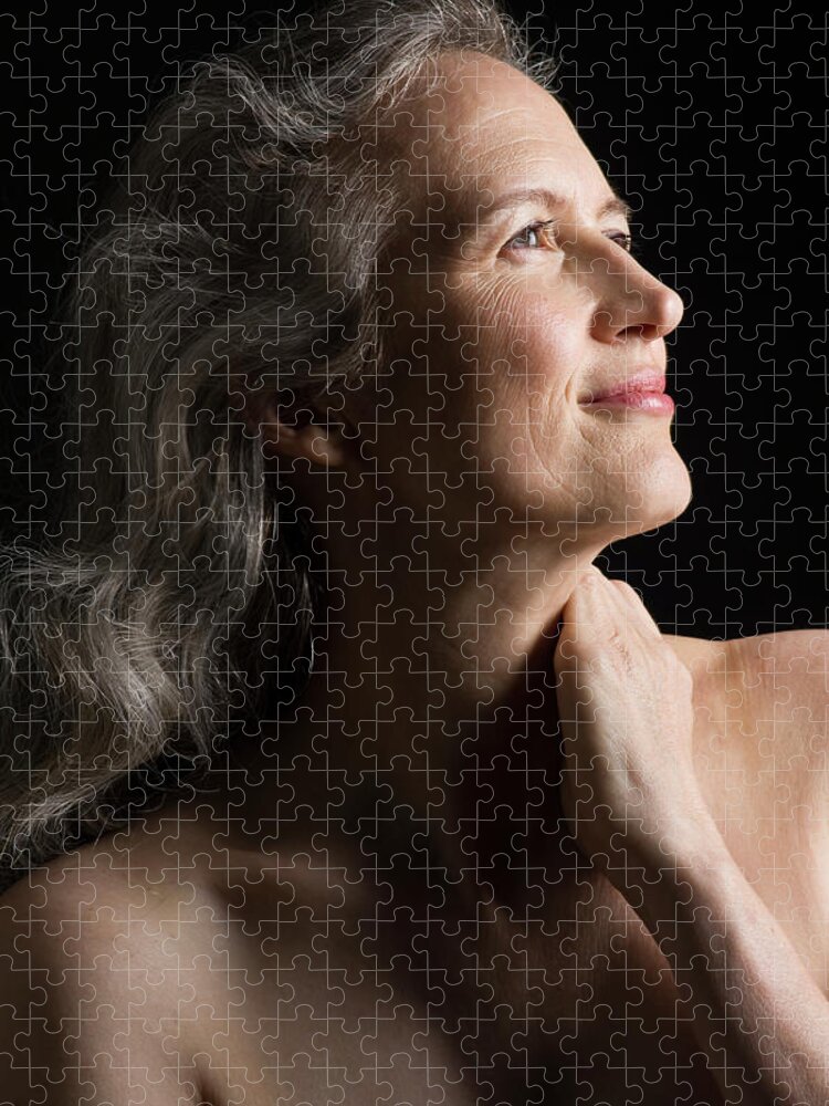 Mature Adult Jigsaw Puzzle featuring the photograph Dramatic Portrait Of Mid-aged Woman by Leland Bobbe