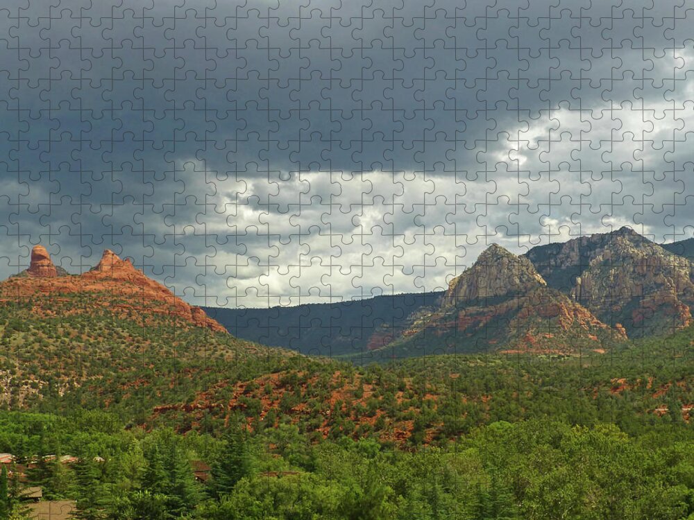 Sedona Jigsaw Puzzle featuring the photograph Dramatic sky over Sedona AZ Arizona by Toby McGuire