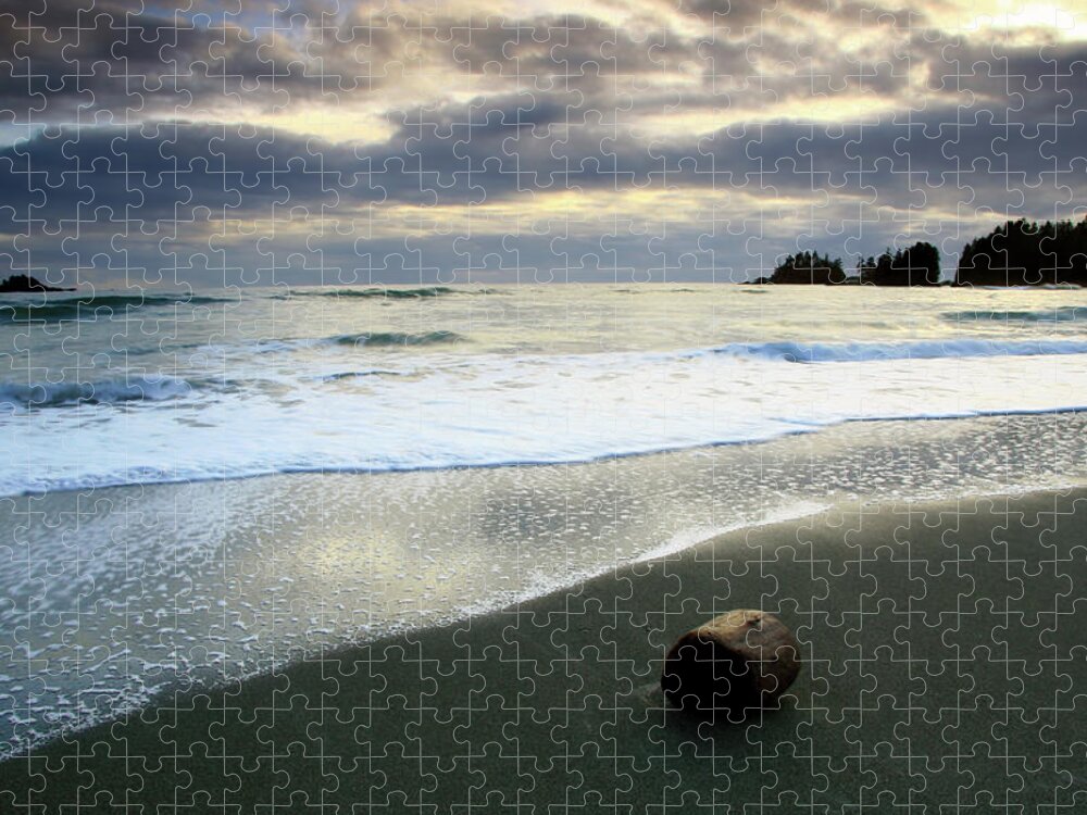 Scenics Jigsaw Puzzle featuring the photograph Driftwood On The Beach Near Tofino by Imaginegolf