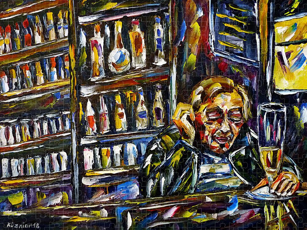 Drinking Man Jigsaw Puzzle featuring the painting Drinker by Mirek Kuzniar