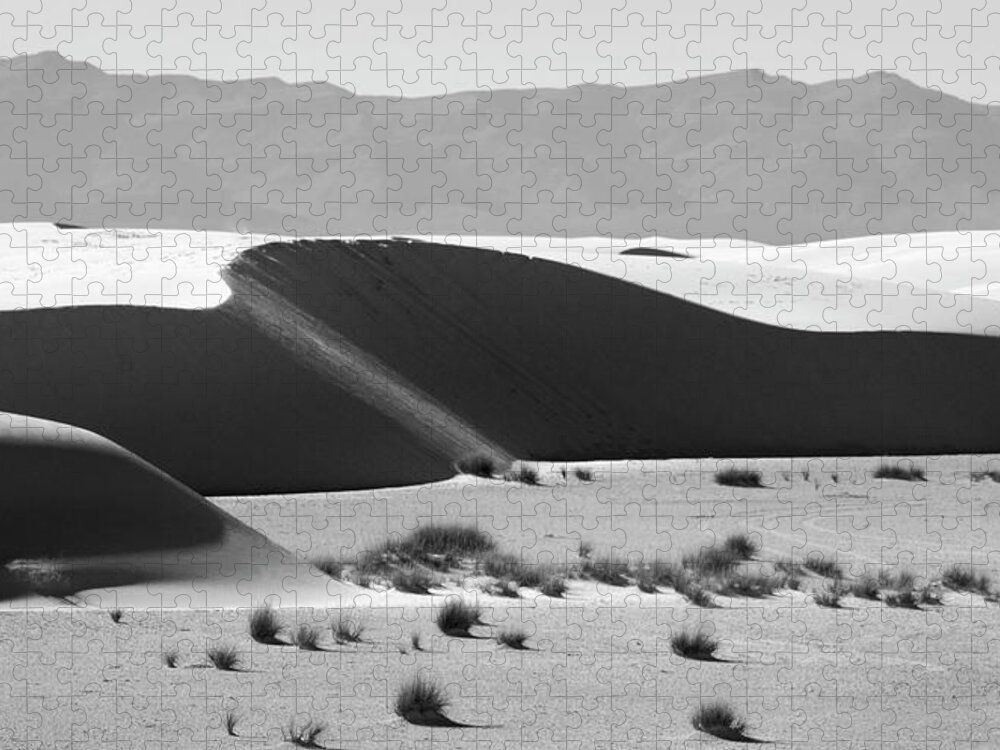 Richard E. Porter Jigsaw Puzzle featuring the photograph Dunes and Mountains #4146 - White Sands National Monument, New Mexico by Richard Porter