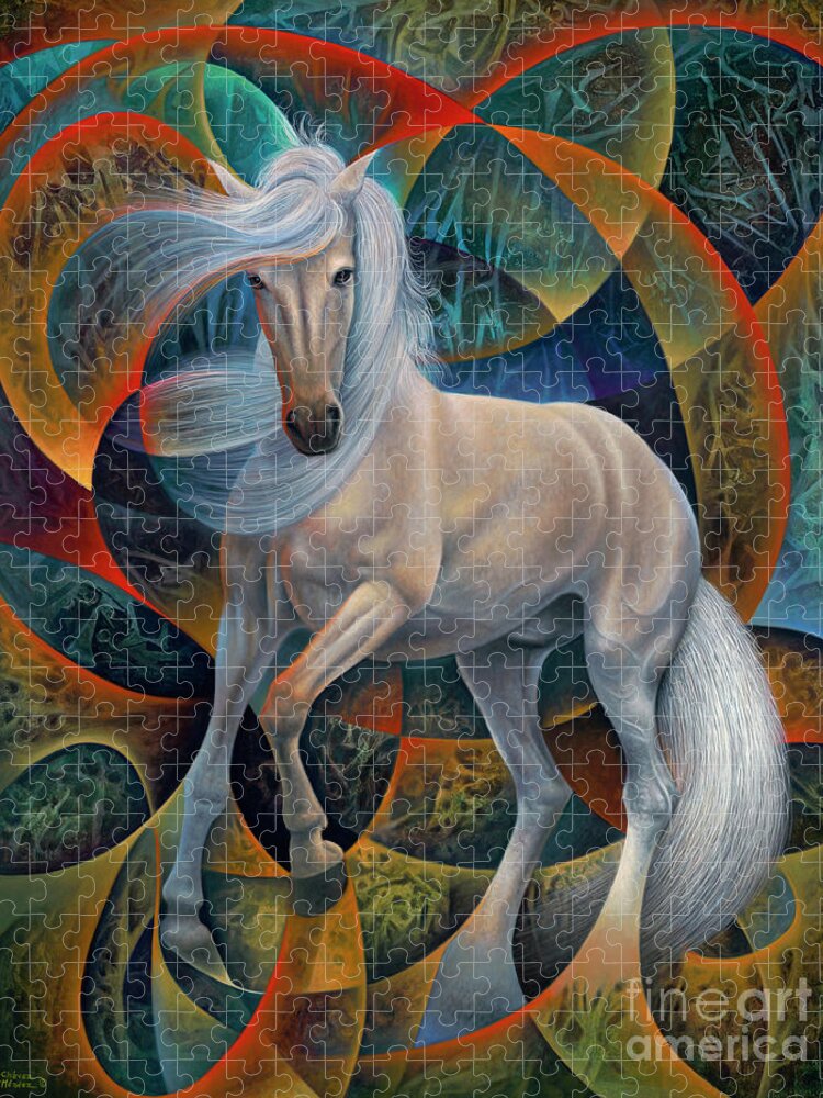 Horse Jigsaw Puzzle featuring the painting Dynamic Stallion by Ricardo Chavez-Mendez