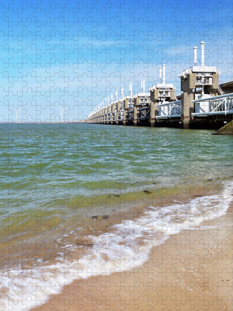Saturated Color Jigsaw Puzzle featuring the photograph Eastern Scheldt Storm Barrier, Clear by Sara winter