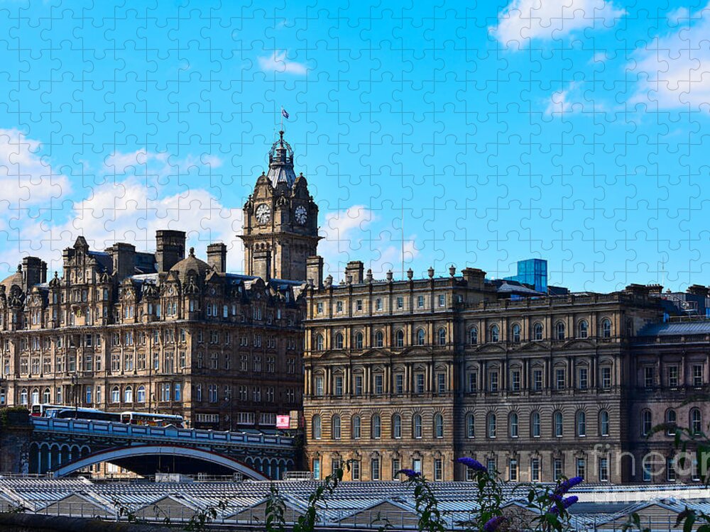 Edinburgh Jigsaw Puzzle featuring the photograph Edinburgh GPO and Balmoral, Rear View by Yvonne Johnstone