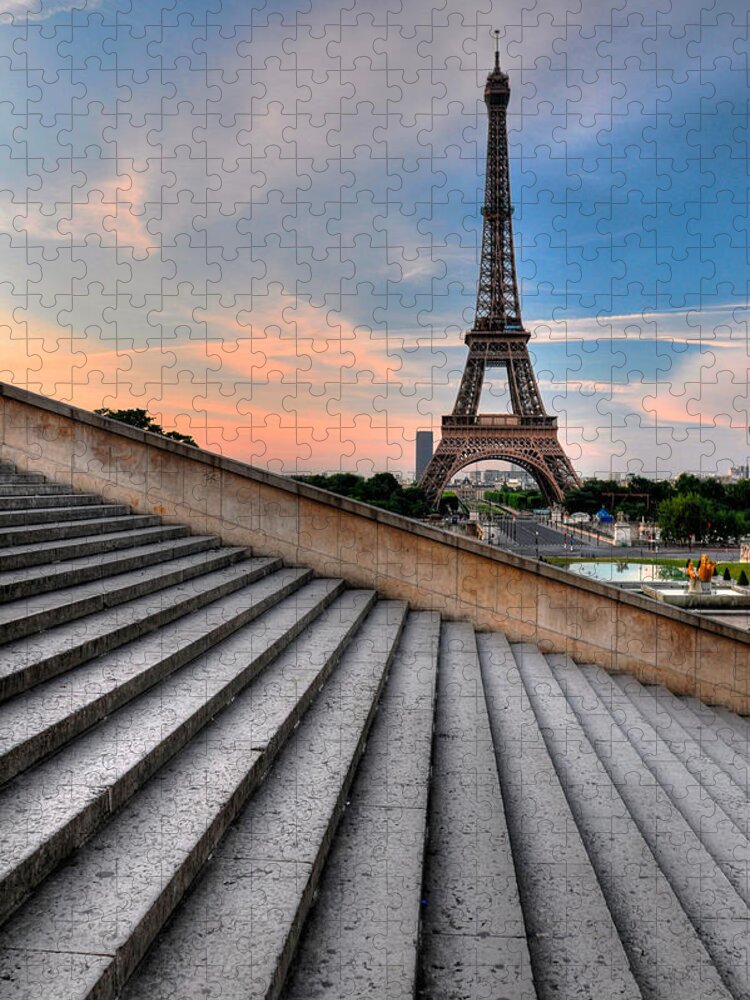 Arch Jigsaw Puzzle featuring the photograph Eiffel Tower At Sunrise, Paris by Romain Villa Photographe