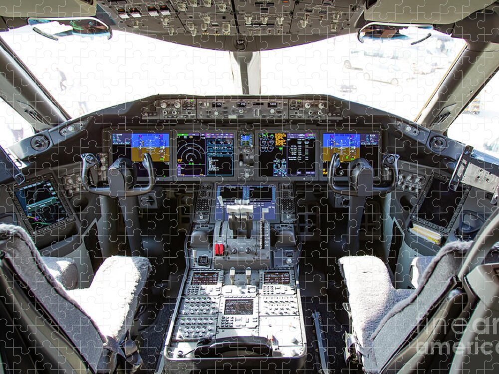 Cockpit Jigsaw Puzzle featuring the photograph El Al Boeing 787-9 Dreamliner cockpit by Nir Ben-Yosef