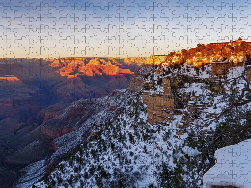 American Southwest Jigsaw Puzzle featuring the photograph El Tovar Panorama by Todd Bannor