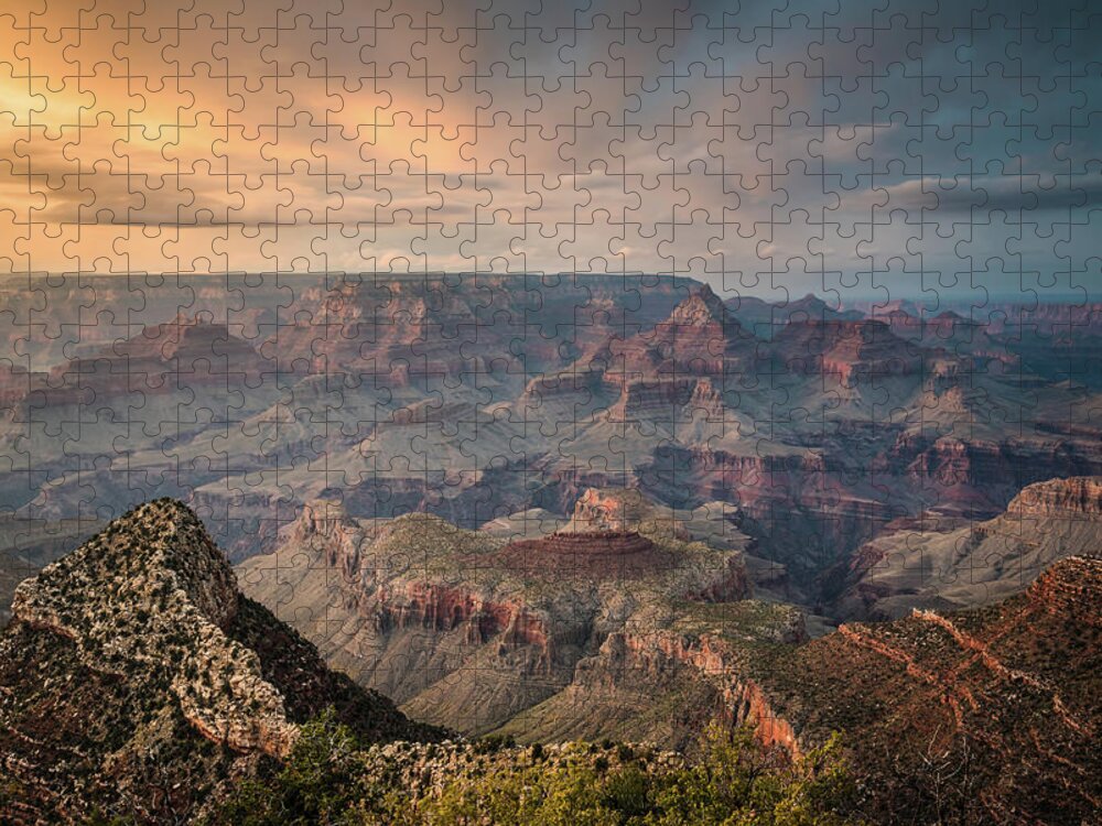 Majestic Jigsaw Puzzle featuring the photograph Epic Sunset Over Grand Canyon South Rim by Wayfarerlife Photography
