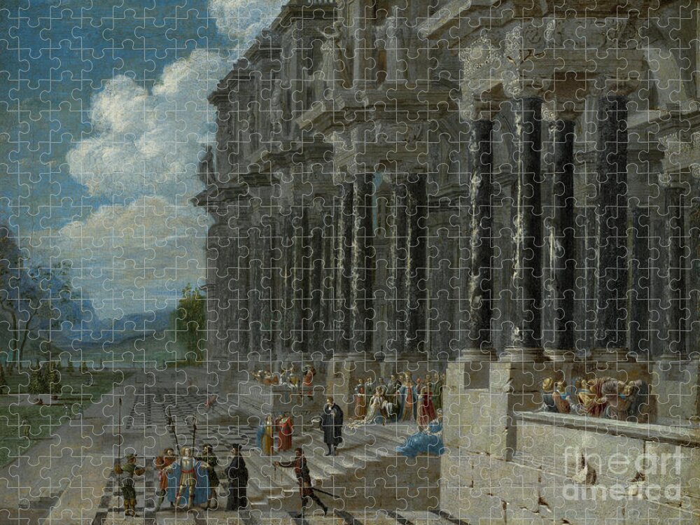 Old Testament Jigsaw Puzzle featuring the painting Esther Before Ahaserus By Wilhelm Van Ehrenberg by Wilhelm Van Ehrenberg