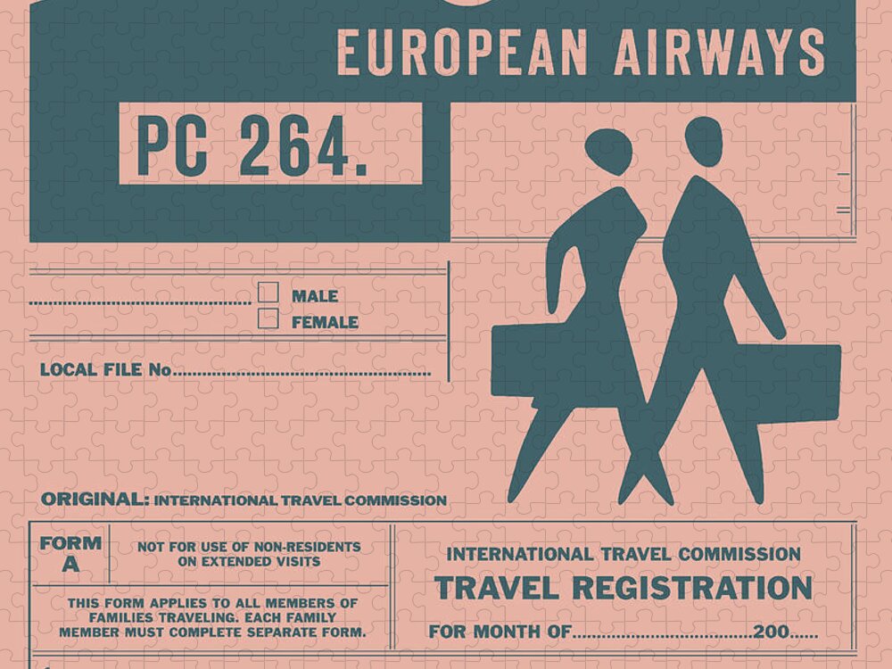 Adult Jigsaw Puzzle featuring the drawing European Airways by CSA Images