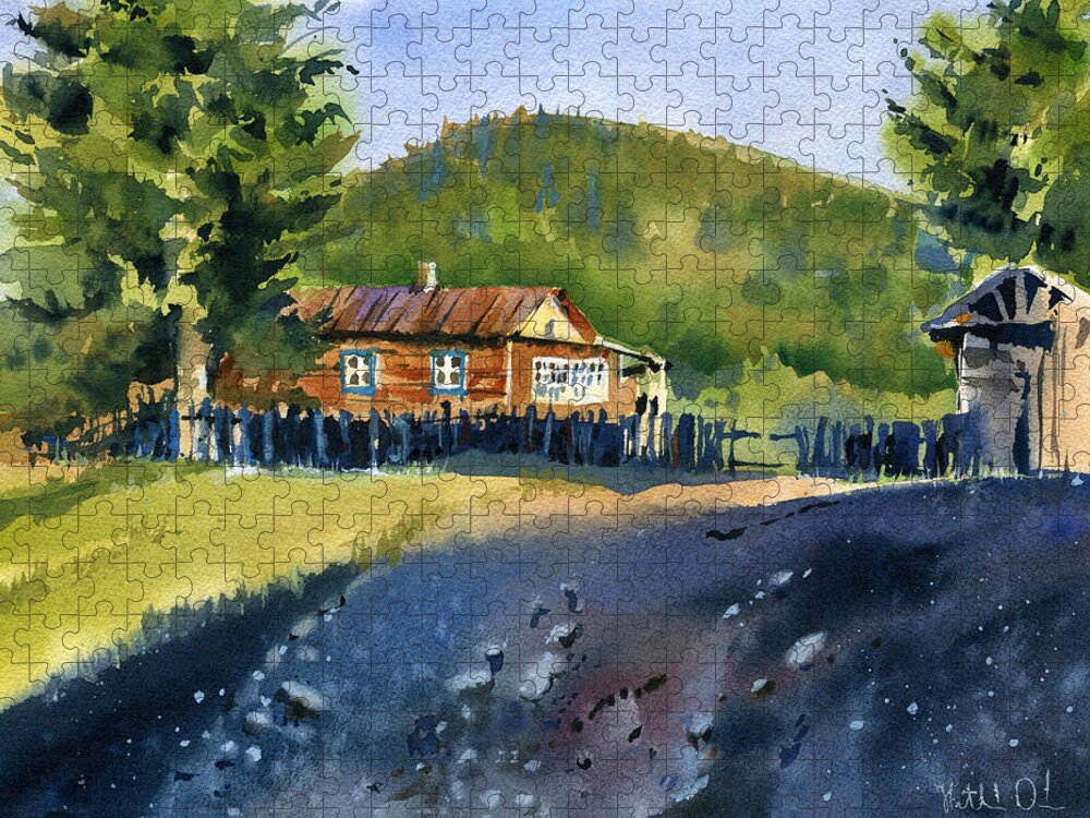 Altai Jigsaw Puzzle featuring the painting Evening in Altai by Dora Hathazi Mendes