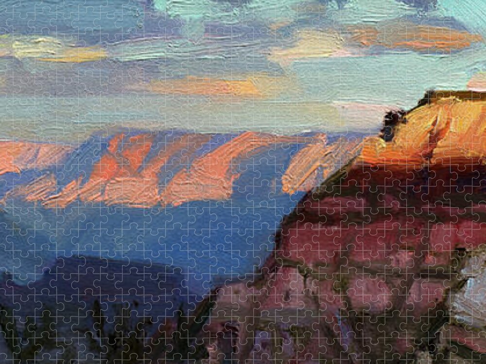 Southwest Jigsaw Puzzle featuring the painting Evening Light at the Grand Canyon by Steve Henderson