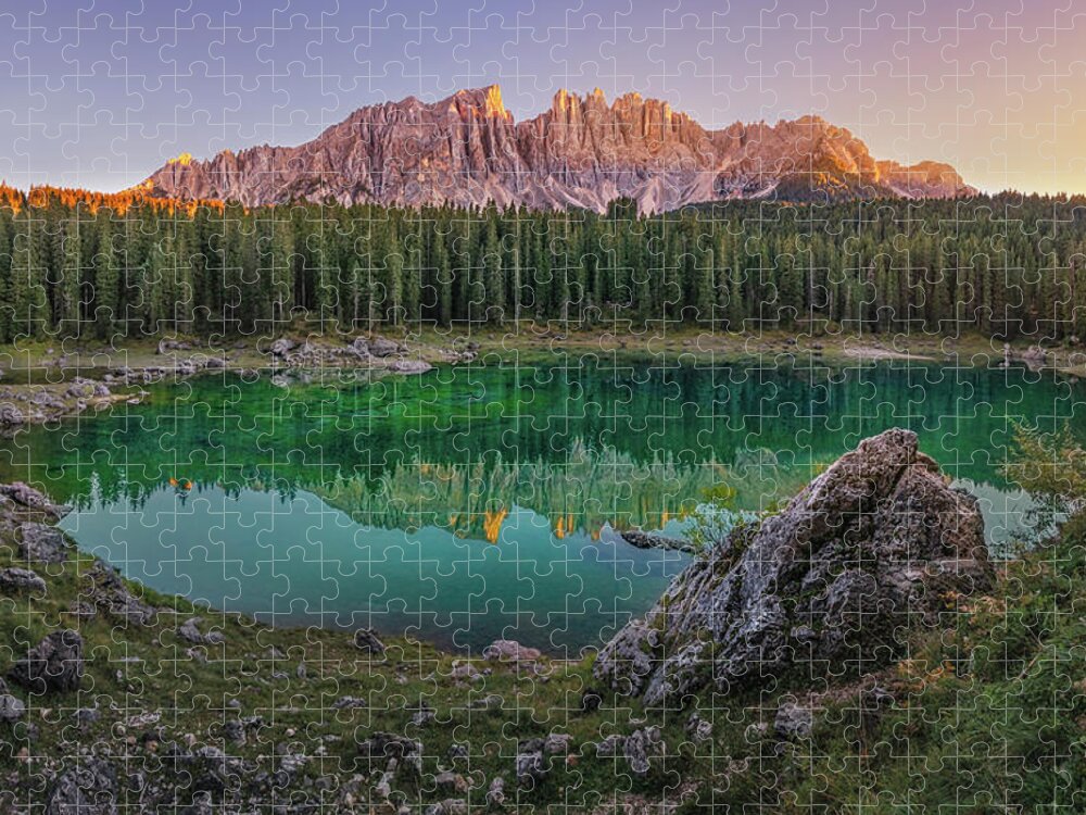 Europe Jigsaw Puzzle featuring the photograph Evening on Rainbow Lake by Dmytro Korol
