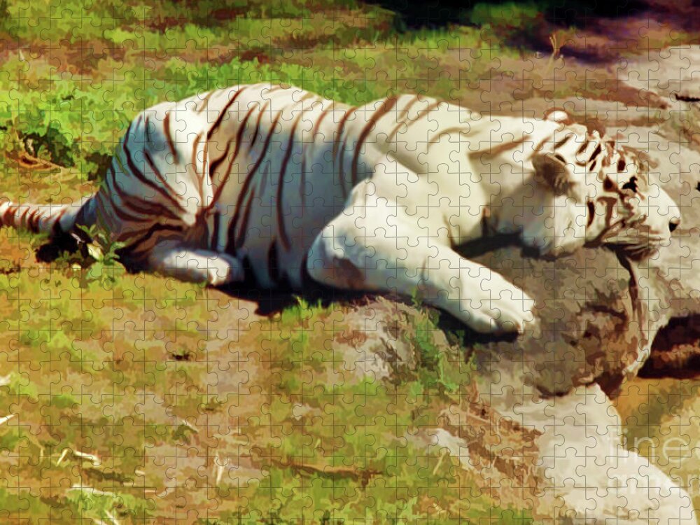 Tiger Jigsaw Puzzle featuring the photograph Exhausted - Tiger by D Hackett