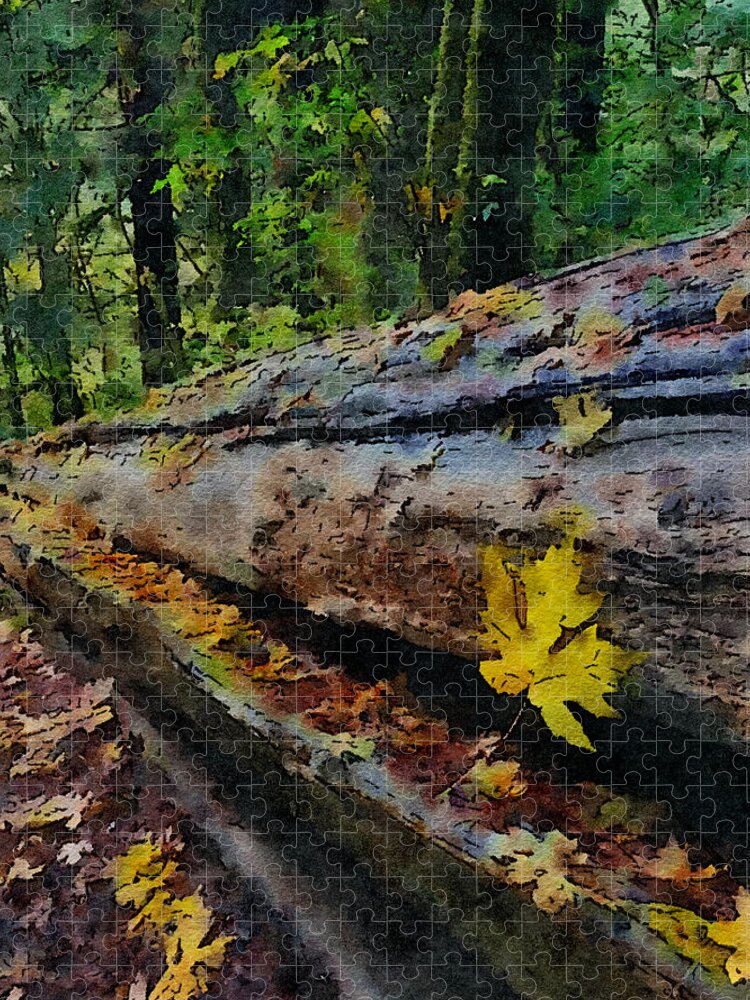 Fallen Tree Jigsaw Puzzle featuring the mixed media Fallen Tree by Bonnie Bruno