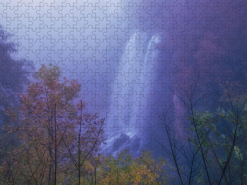 Fog Jigsaw Puzzle featuring the photograph Falling Springs Falls by Nunweiler Photography