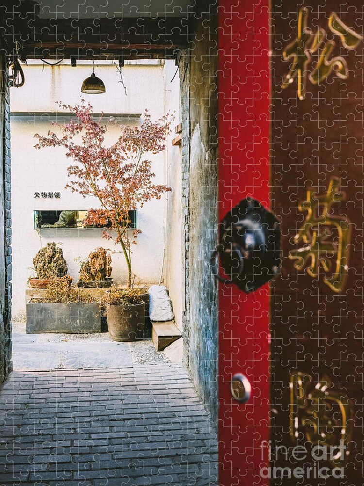 Detail Jigsaw Puzzle featuring the photograph Fangija Hutong in Beijing by Iryna Liveoak