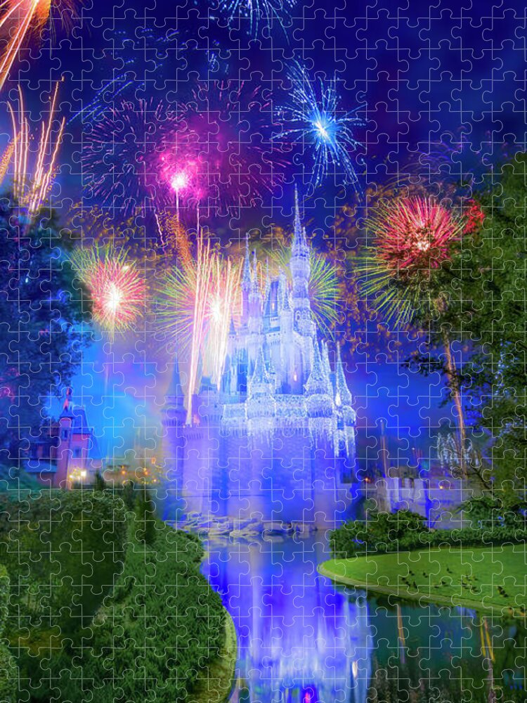 Magic Kingdom Jigsaw Puzzle featuring the photograph Fantasy in the Sky Fireworks at Walt Disney World by Mark Andrew Thomas